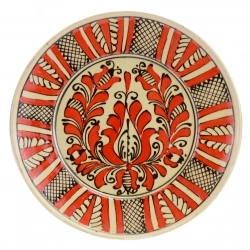 Large Traditional Clay Plate Floral Design - UREZ