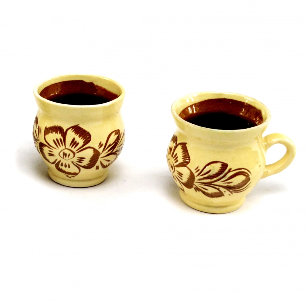 Set of 2 Clay Ceramic Medium Mug Coffee Cup tradit - ALMOSA