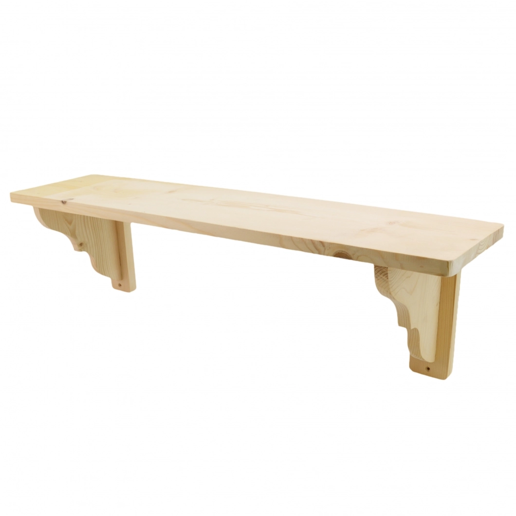 Wooden shelves with Brackets - Natural wood, planed and sanded 80 x 20 cm KAUL 1