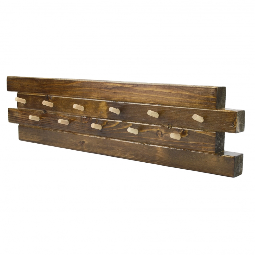 Rack with 11 hooks, brown - LAVAND 1