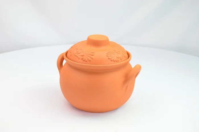 3D Cooking clay Terracotta pot with lid and handles - URLOS