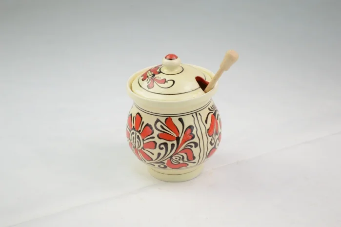 3D Ceramic Honey Pot with Wooden Dipper - RABO